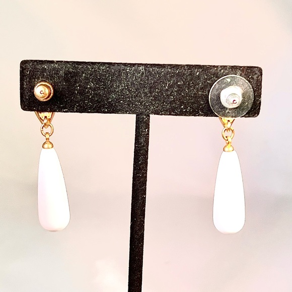 Drop Dangle Earrings Cream and White - Picture 2 of 3